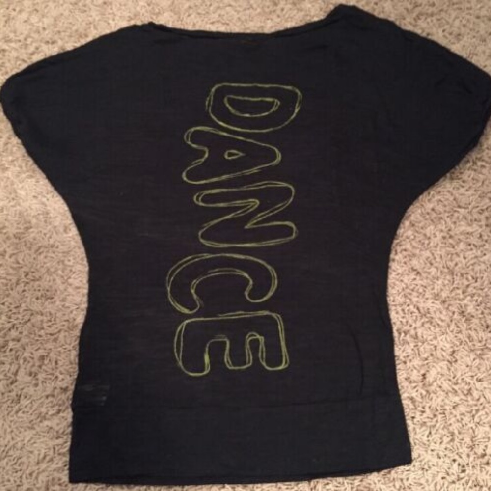 Black & Lime Green Dance Burn Out Tee